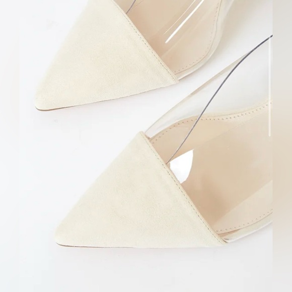 Lulu's Cream and Clear Block Heel Mules - Picture 5 of 9